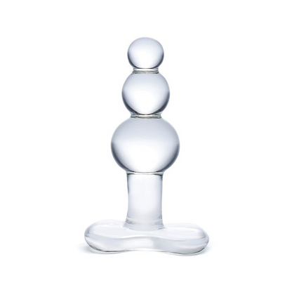 4" Beaded Glass Butt Plug w/Tapered Base