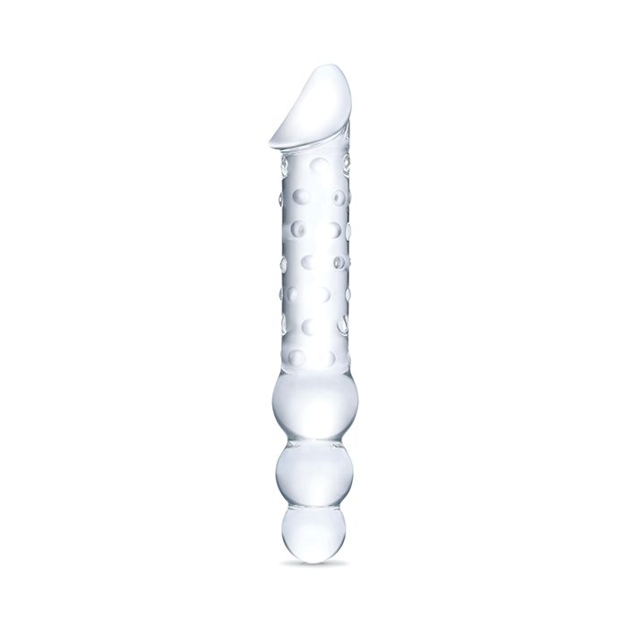 12" Double Ended Glass Dildo w/Anal Beads