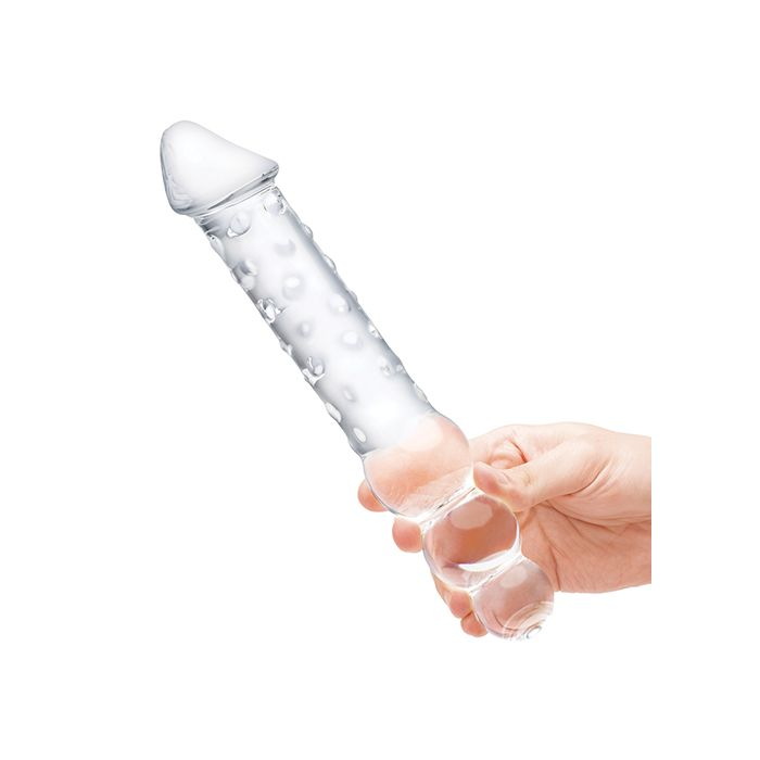 12" Double Ended Glass Dildo w/Anal Beads